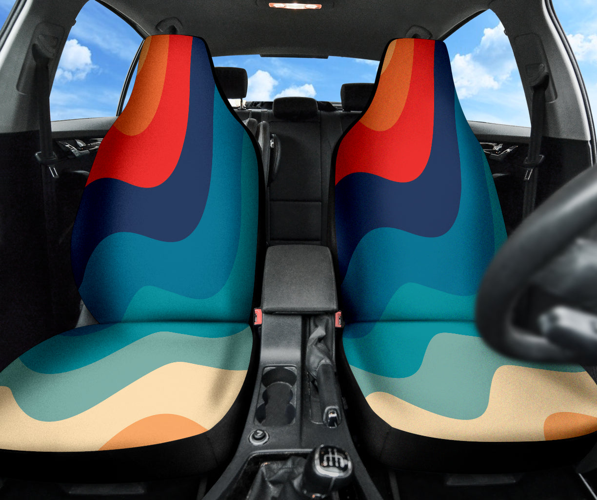 Retro Curve Colorful Car Seat Covers Style 1 210202