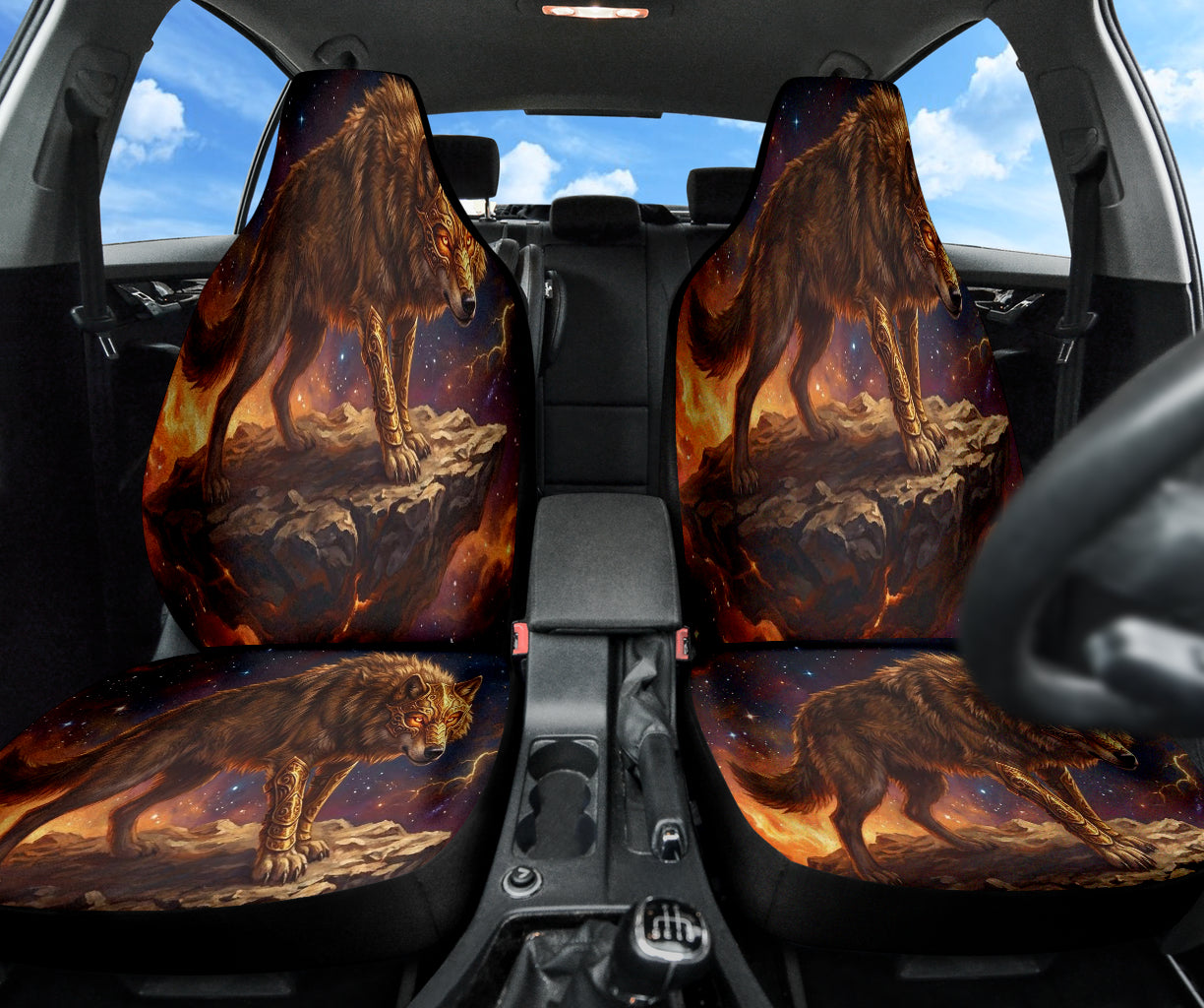 Cosmic Wolf Warrior Fantasy Art Car Seat Covers 211402