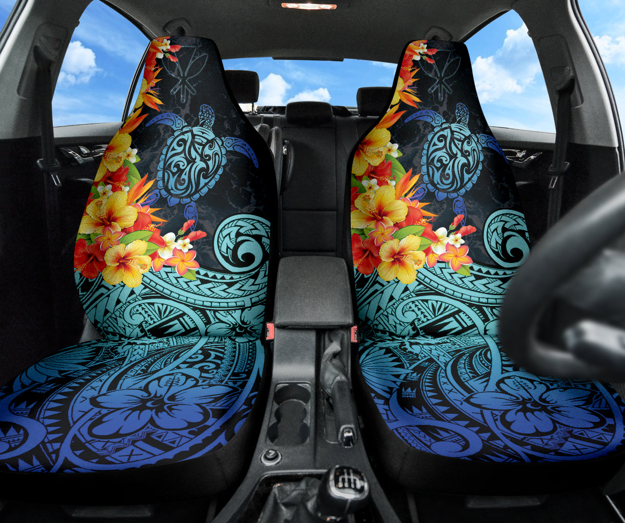 Kanaka Maoli (Hawaiian) Car Seat Covers Sea Turtle Tropical Hibiscus And Plumeria 211801