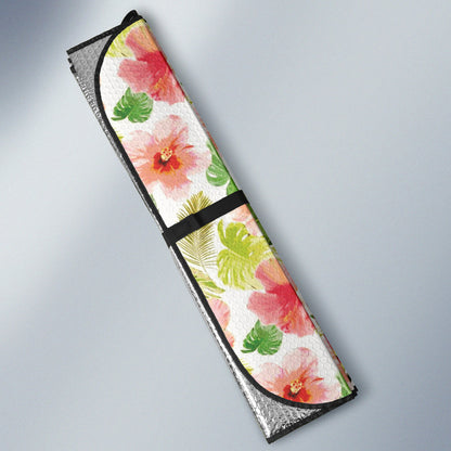 Pink Hibicus Toucan Watercolor Car Auto Sun Shades 212401