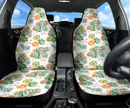 Succulent Natural Watercolor White Background Car Seat Covers 212301