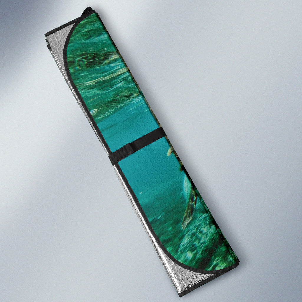 Tortoise Aquatic Corals Displayed in Vibrant Underwater Reef Car Auto Sun Shades 211402