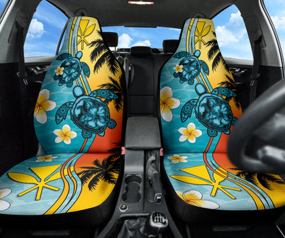 Turtle Plumeria Flower Kanaka Maoli Car Seat Covers 212101