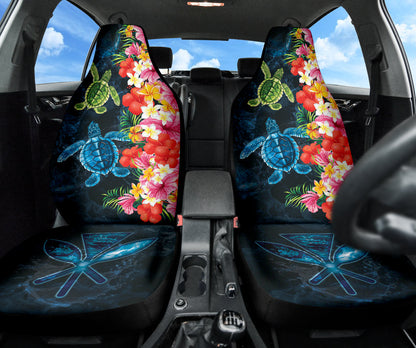 Turtle Kanaka Maoli Hibiscus Plumeria Flower Wave Car Seat Covers 212101