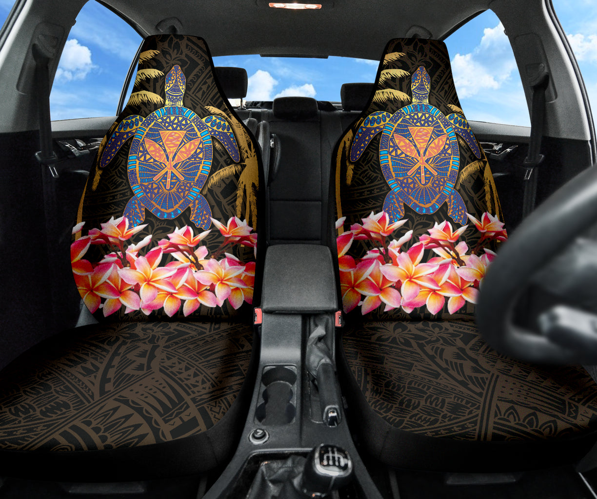 Turtle Kanaka Maoli Plumeria Flower Car Seat Covers 212101