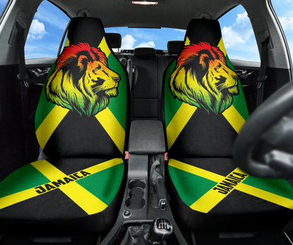 African Patterns Jamaica Flag Color With Lion Car Seat Covers 211701
