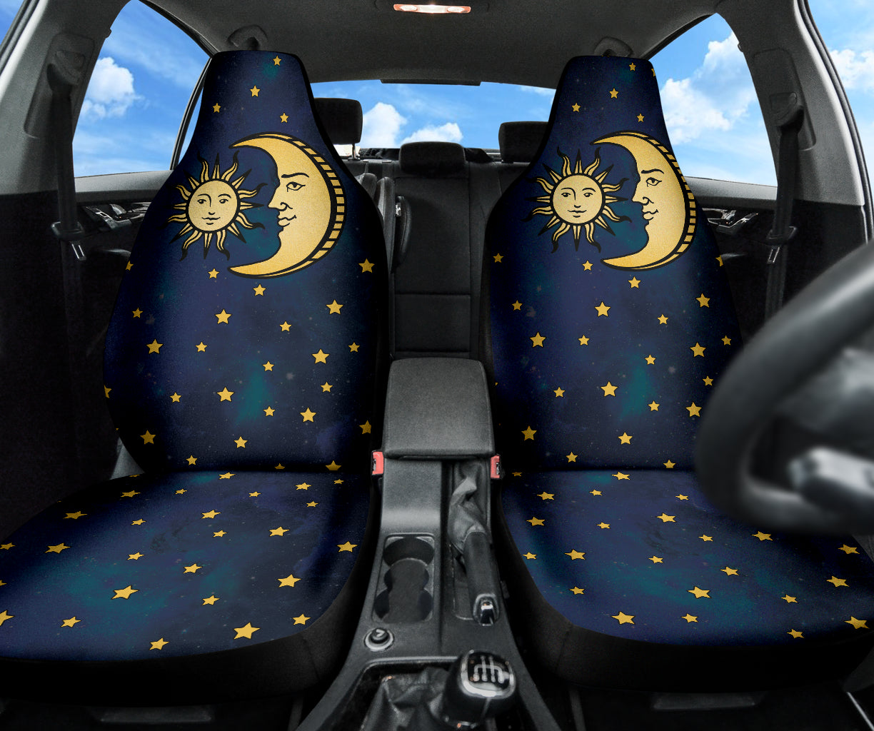 Celestial Sun And Man In Moon Car Seat Covers Style 1 210302