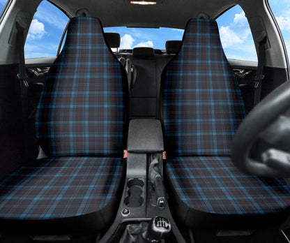 Dark Blue Plaid Pattern Car Seat Covers 212401