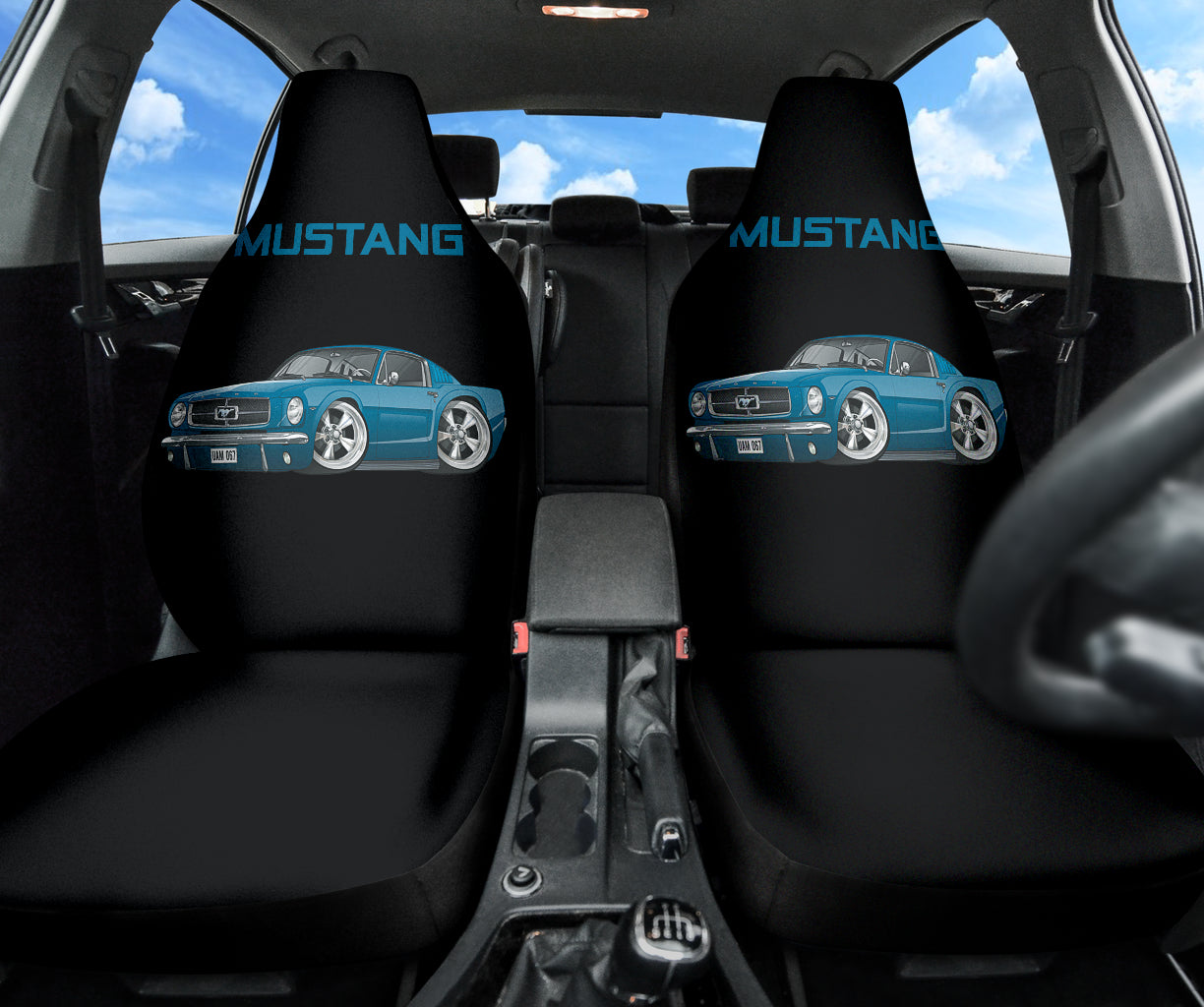 Blue Ford Mustang Fastback Muscle Car Seat Covers 210102