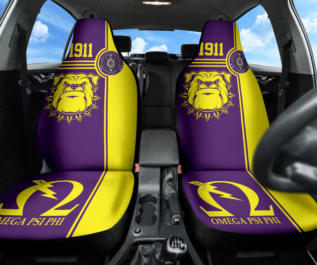 Omega Psi Phi Bulldog Style Car Seat Covers 212401