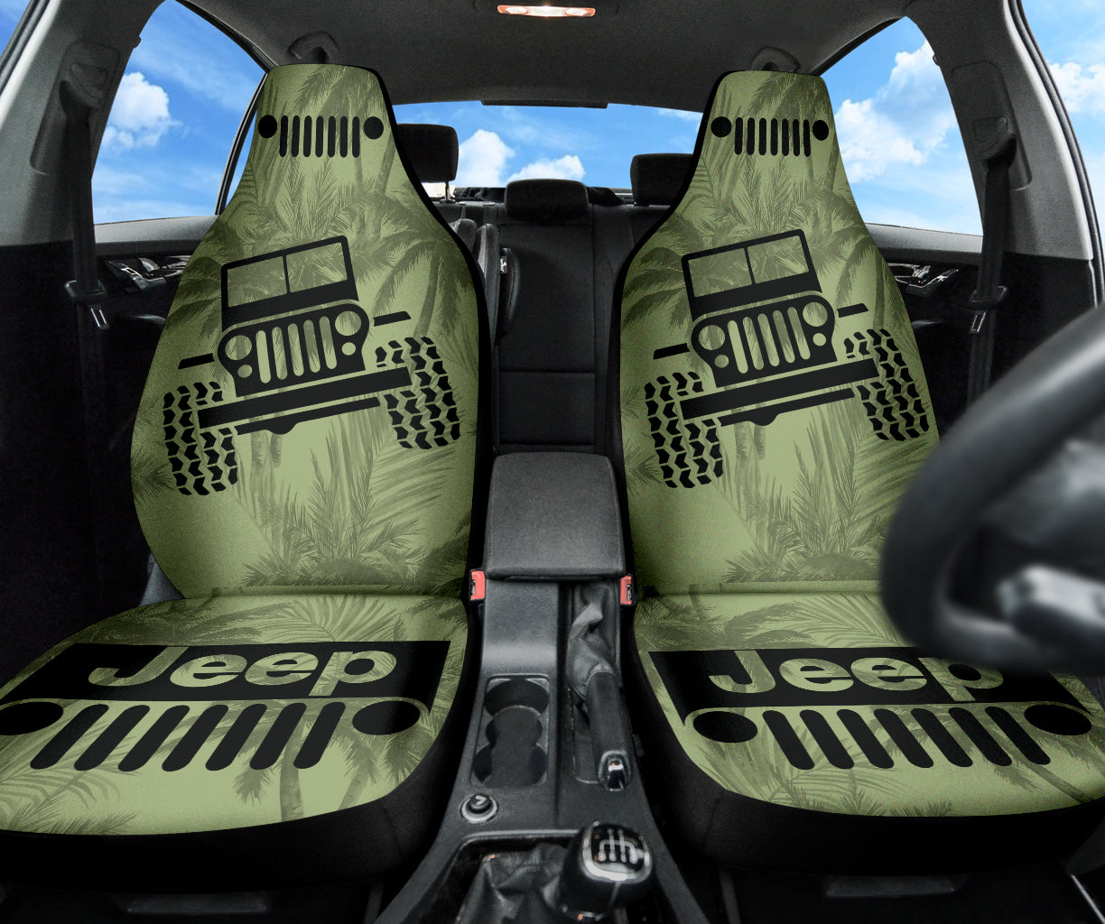 Jeep Offroad Drabolive Black Beach Palms Car Seat Covers Style 2 211701