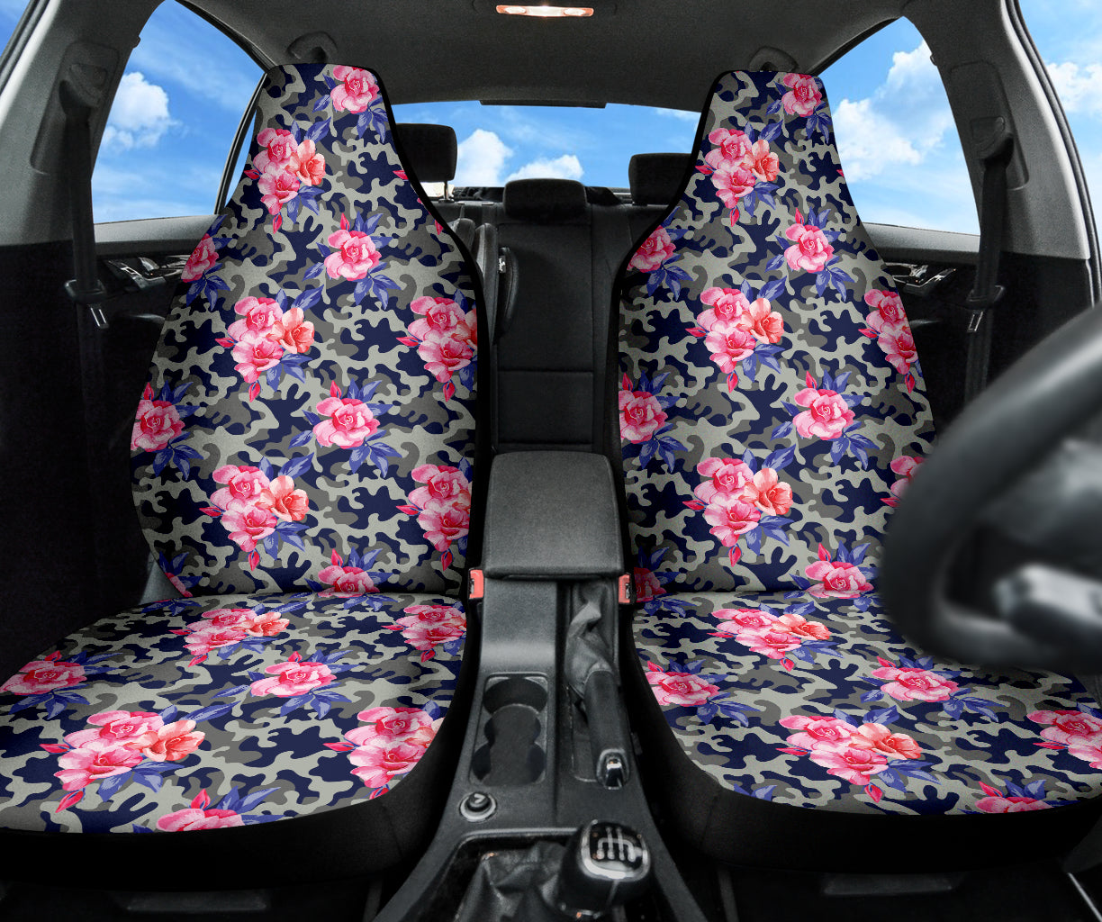 Pink Rose Camo Car Auto Seat Covers 212201