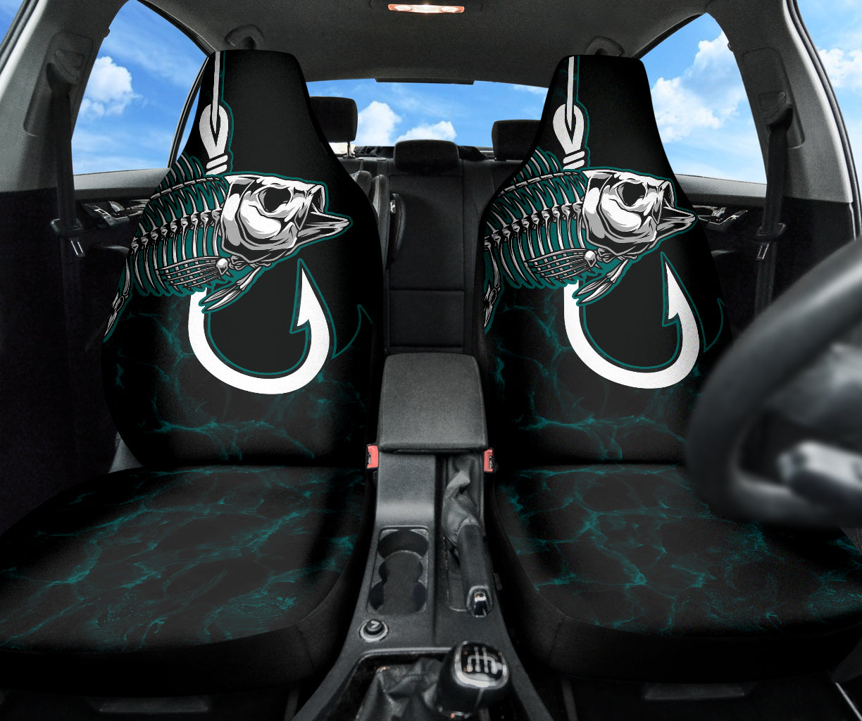 Fish Bone Fishing Hook Car Seat Covers 211401