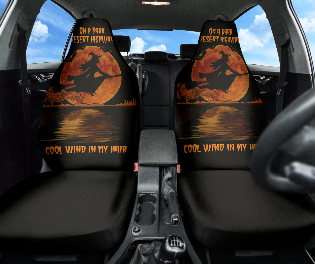 Witch Fly On A Dark Desert Highway Car Seat Covers 212201