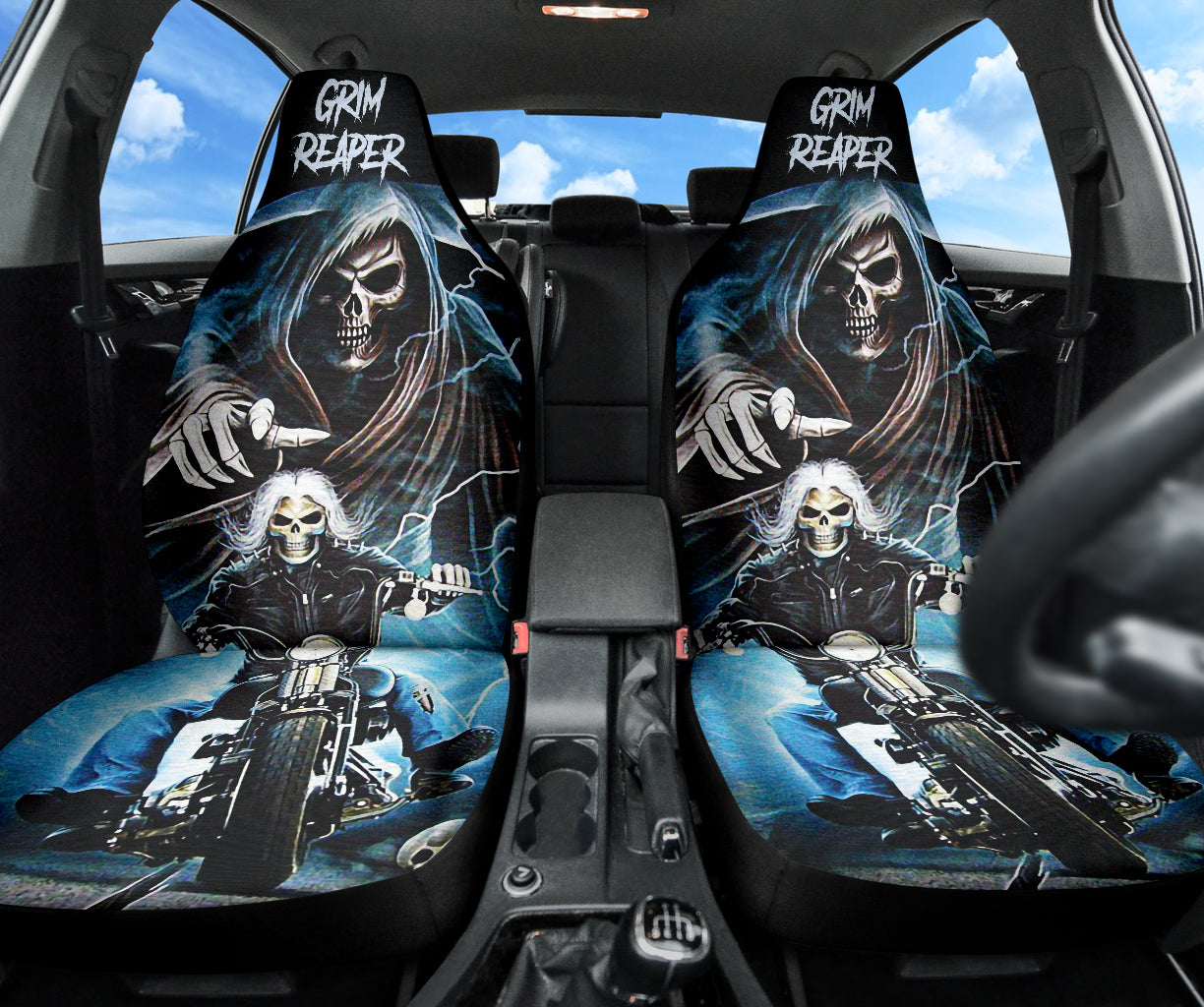 Motocycle Grim Reaper Skull Biker Car Seat Covers 211501