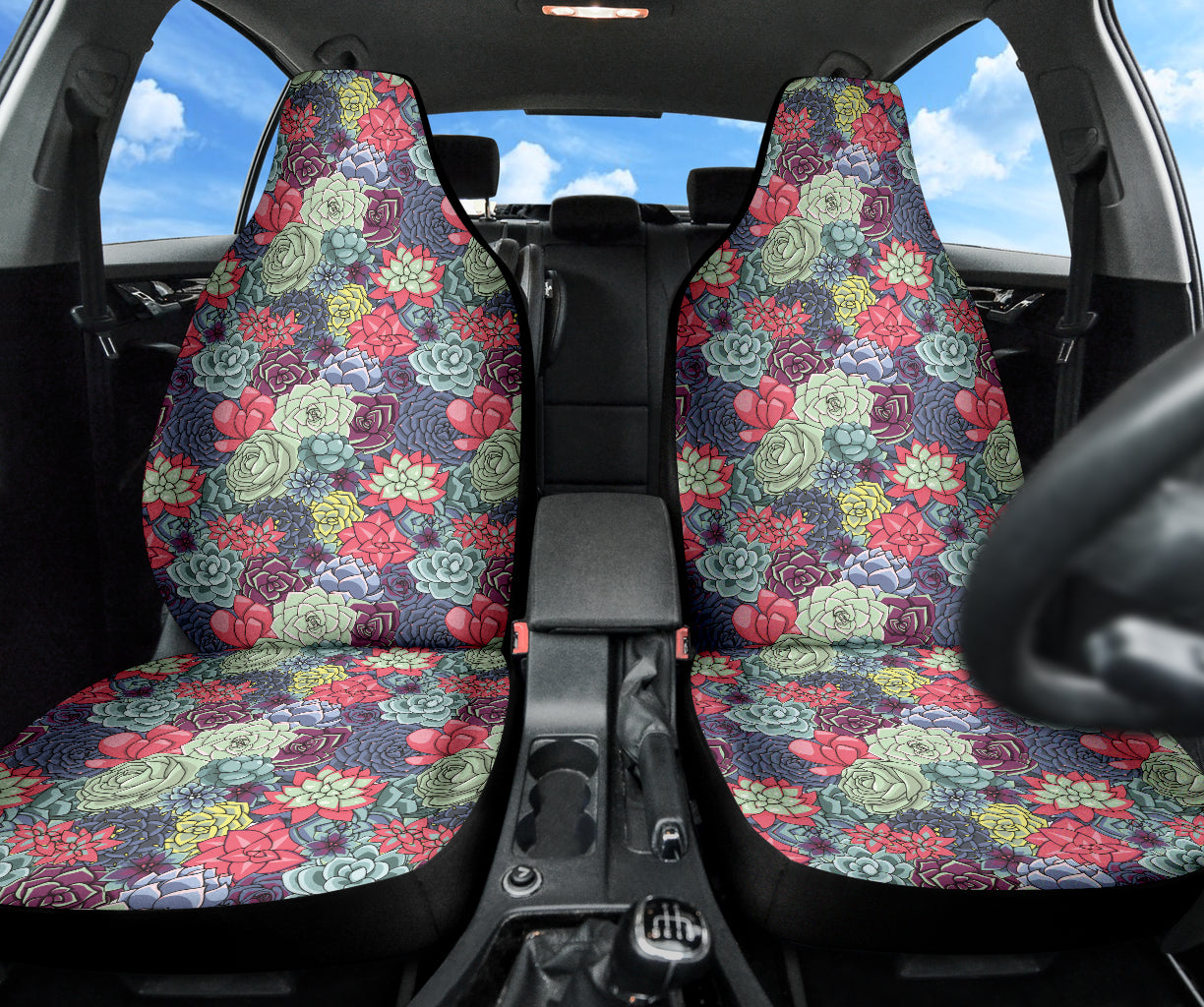 Succulent Watercolor Pattern Car Seat Covers 212301