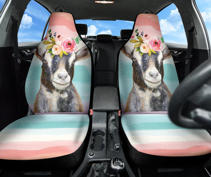 Goat Cute Colorful Watercolor Car Seat Covers 212301