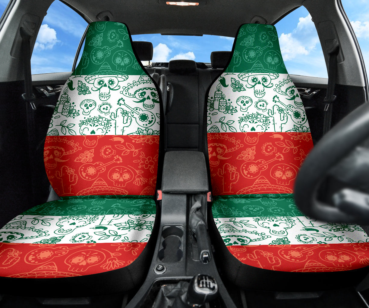 Mexico Skull Pattern Flag Car Seat Covers 210101