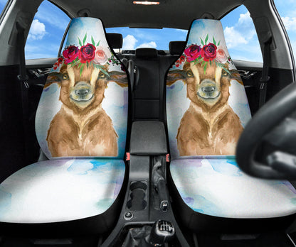 Goat Cute Cyan Watercolor Car Seat Covers 212301