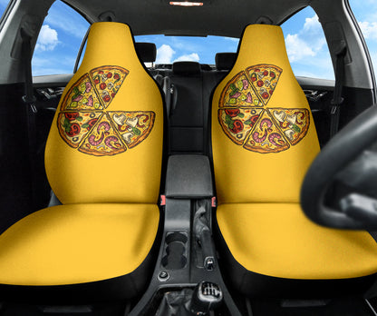 Amazing Pizza Pattern Yellow Background Car Seat Covers Style 2 210102