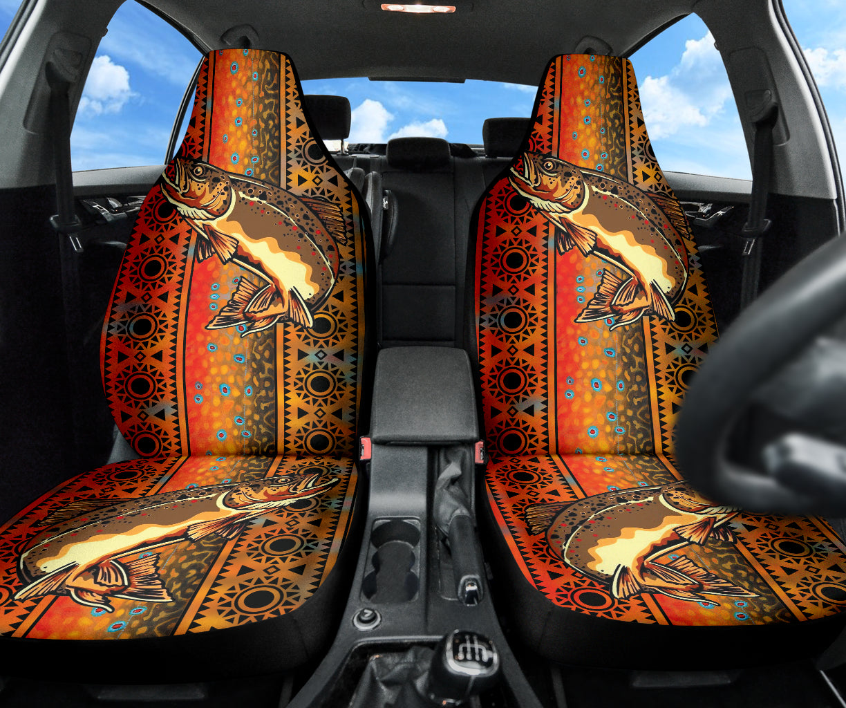 Trout Fish Brown Printing Car Seat Covers 211201