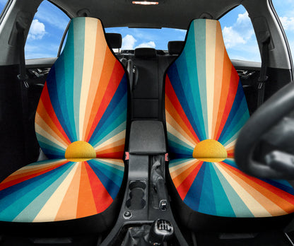 Retro Sunrise Colorful Car Seat Covers 210202