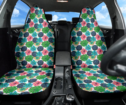 Succulent Colorful White Background Watercolor Car Seat Covers 212301