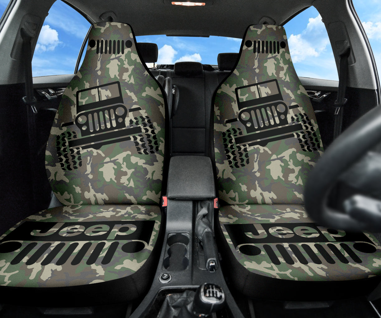 Jeep Offroad Car Seat Covers Camouflage Woodland Style 2 212801