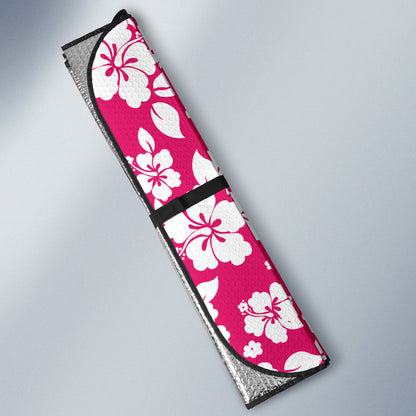 Hot Pink White Hibiscus Hawaiian Flower Car Auto Sun Shades 212401