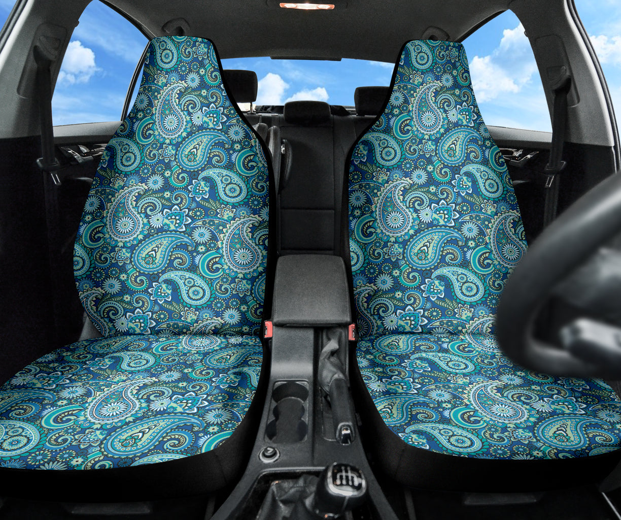 Blue Paisley Pattern Car Seat Covers 212201