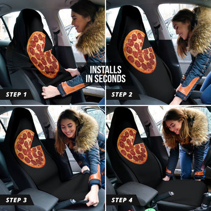 Delicious Pizza Black Background Car Seat Covers 213101