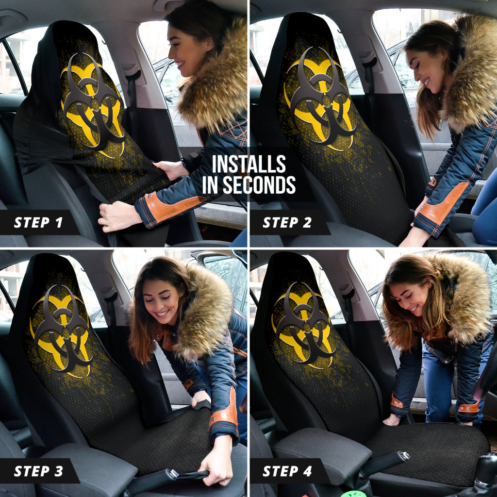Biohazard Yellow Grunge Color Splash Car Seat Covers 212101