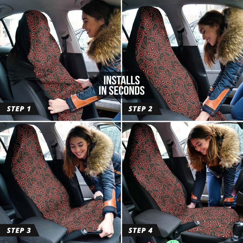 Red Paisley Pattern Car Seat Covers 212201