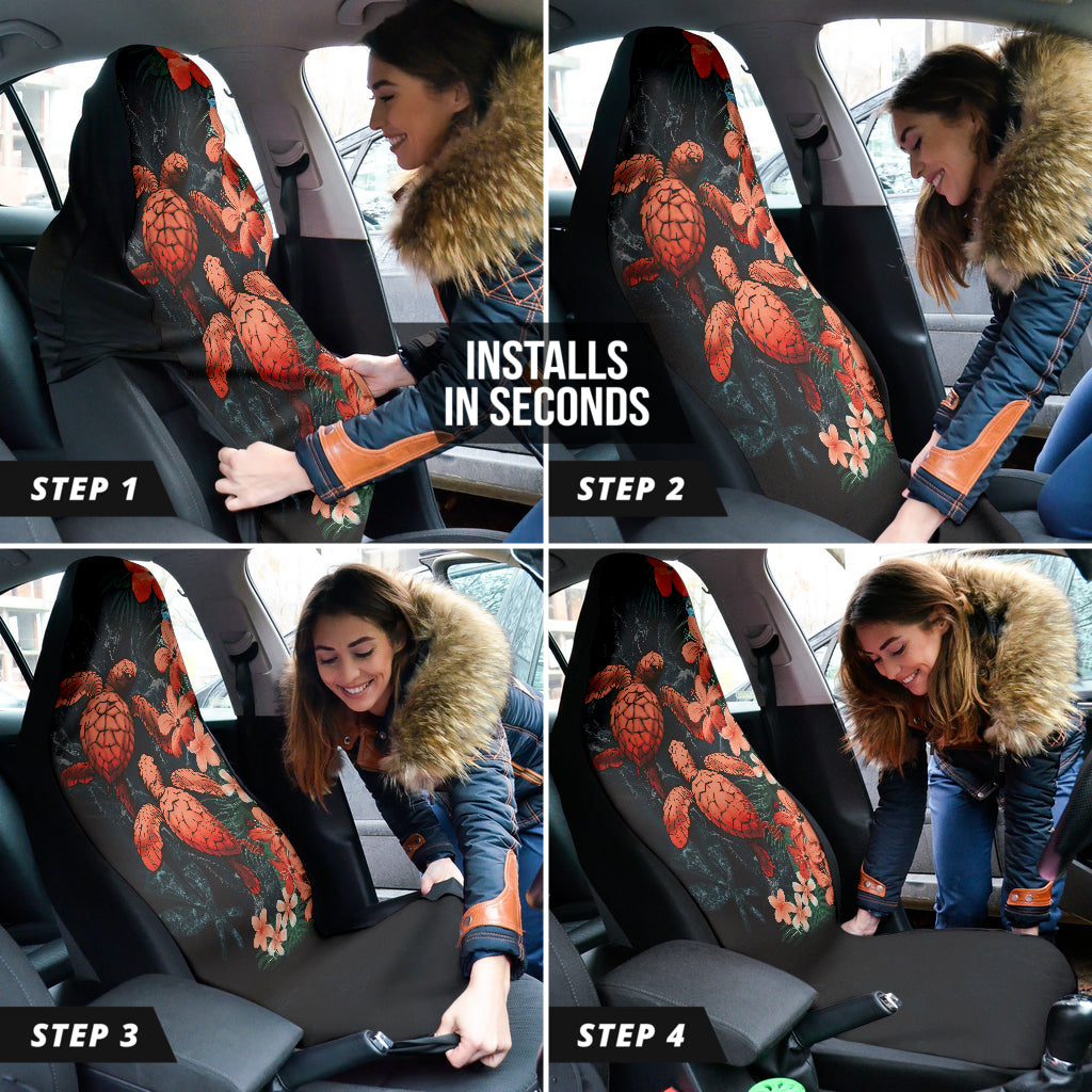 Amazing Kanaka Maoli Hawaiian Sea Turtle Tropical Hibiscus And Plumeria Flower Car Seat Covers 212901