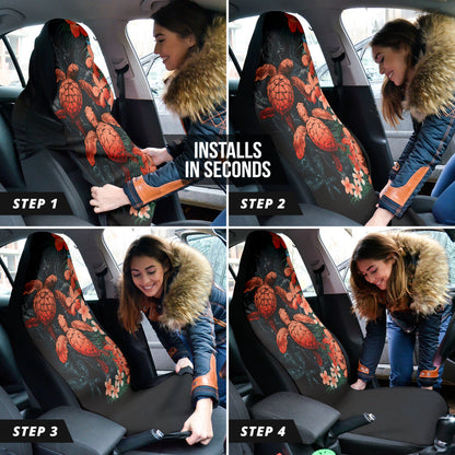 Amazing Kanaka Maoli Hawaiian Sea Turtle Tropical Hibiscus And Plumeria Flower Car Seat Covers 212901