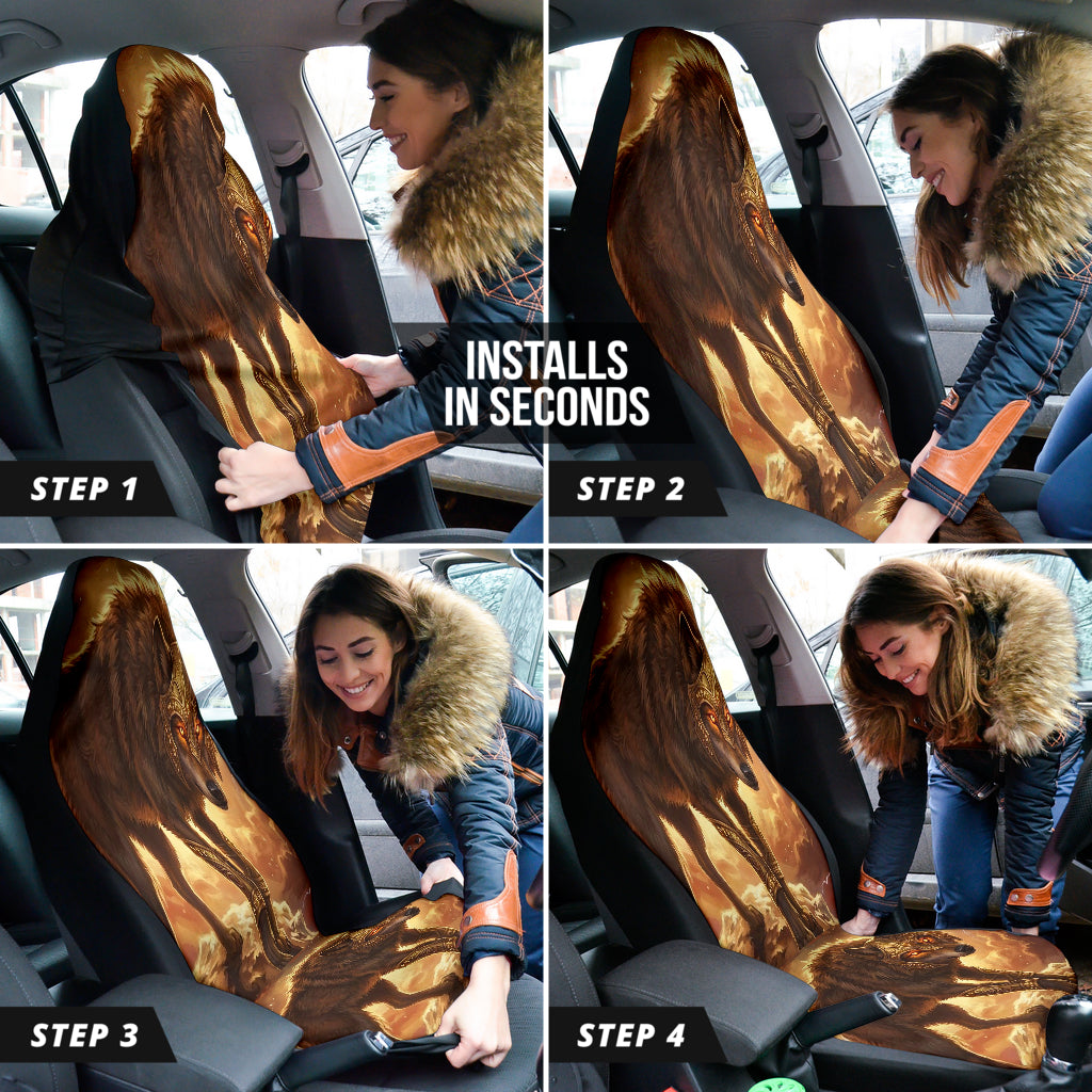 Epic Celestial Wolf Warrior Digital Printing Car Seat Covers 211402