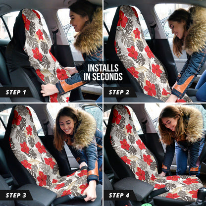 Red Hibiscus Hawaiian Flower Pattern Car Seat Covers 212201
