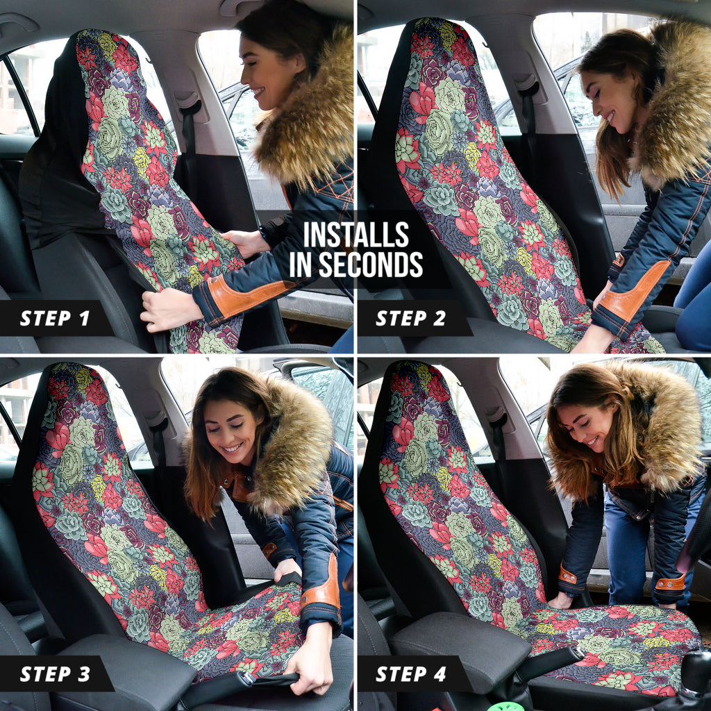 Succulent Watercolor Pattern Car Seat Covers 212301