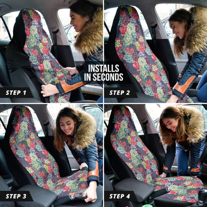 Succulent Watercolor Pattern Car Seat Covers 212301