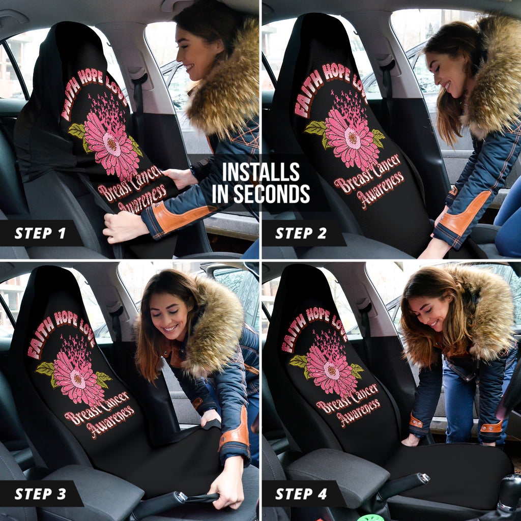 Breast Cancer Faith Hope Love Car Seat Covers 210202