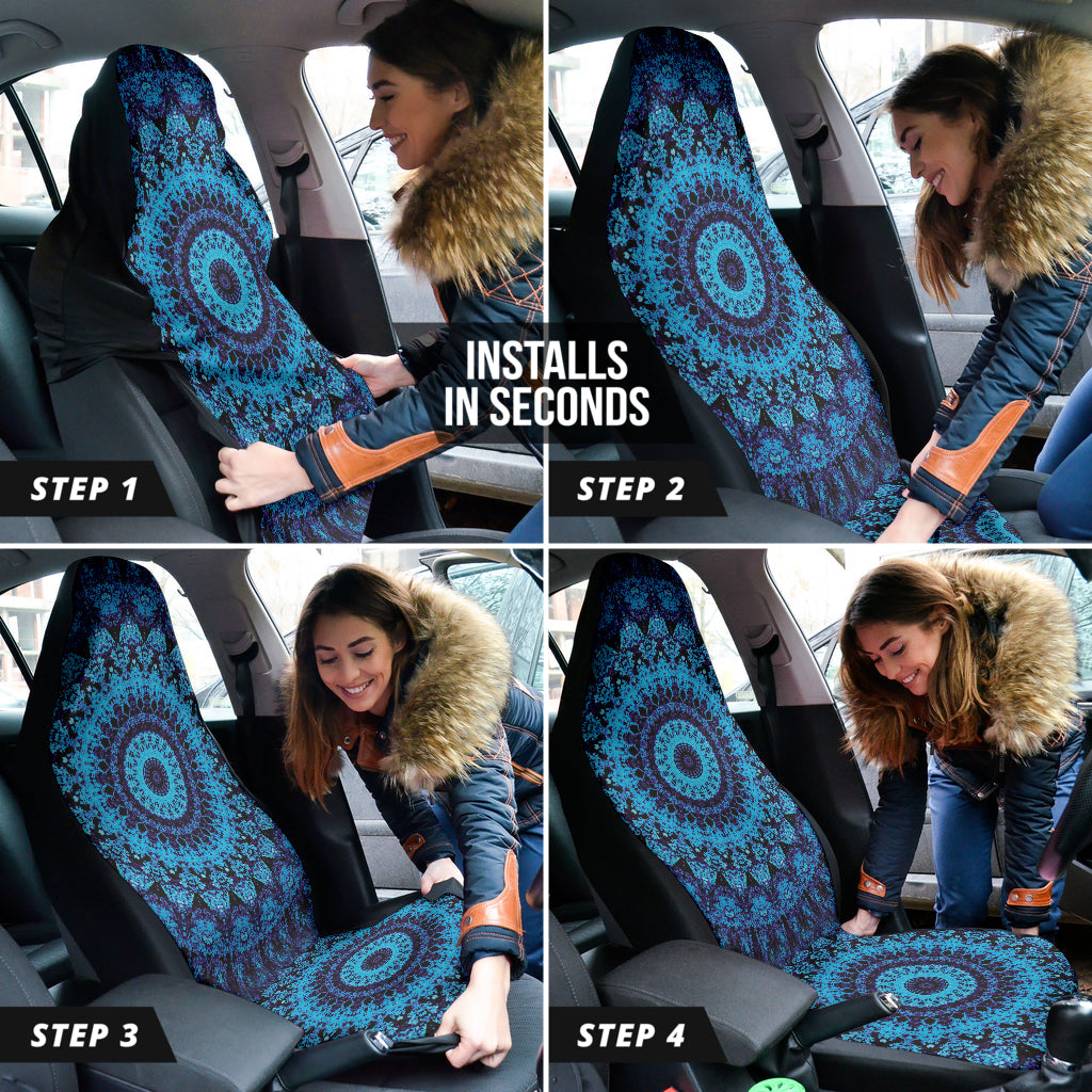 Blue Mandala Circle Car Seat Covers 212401