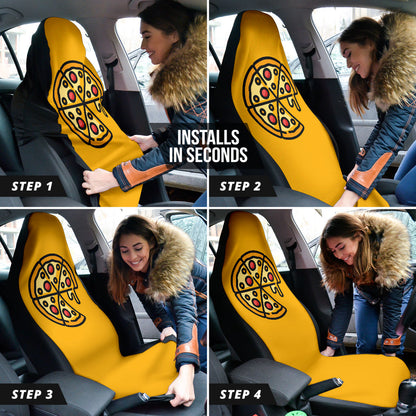 Amazing Pizza Pattern Yellow Background Car Seat Covers Style 1 210102
