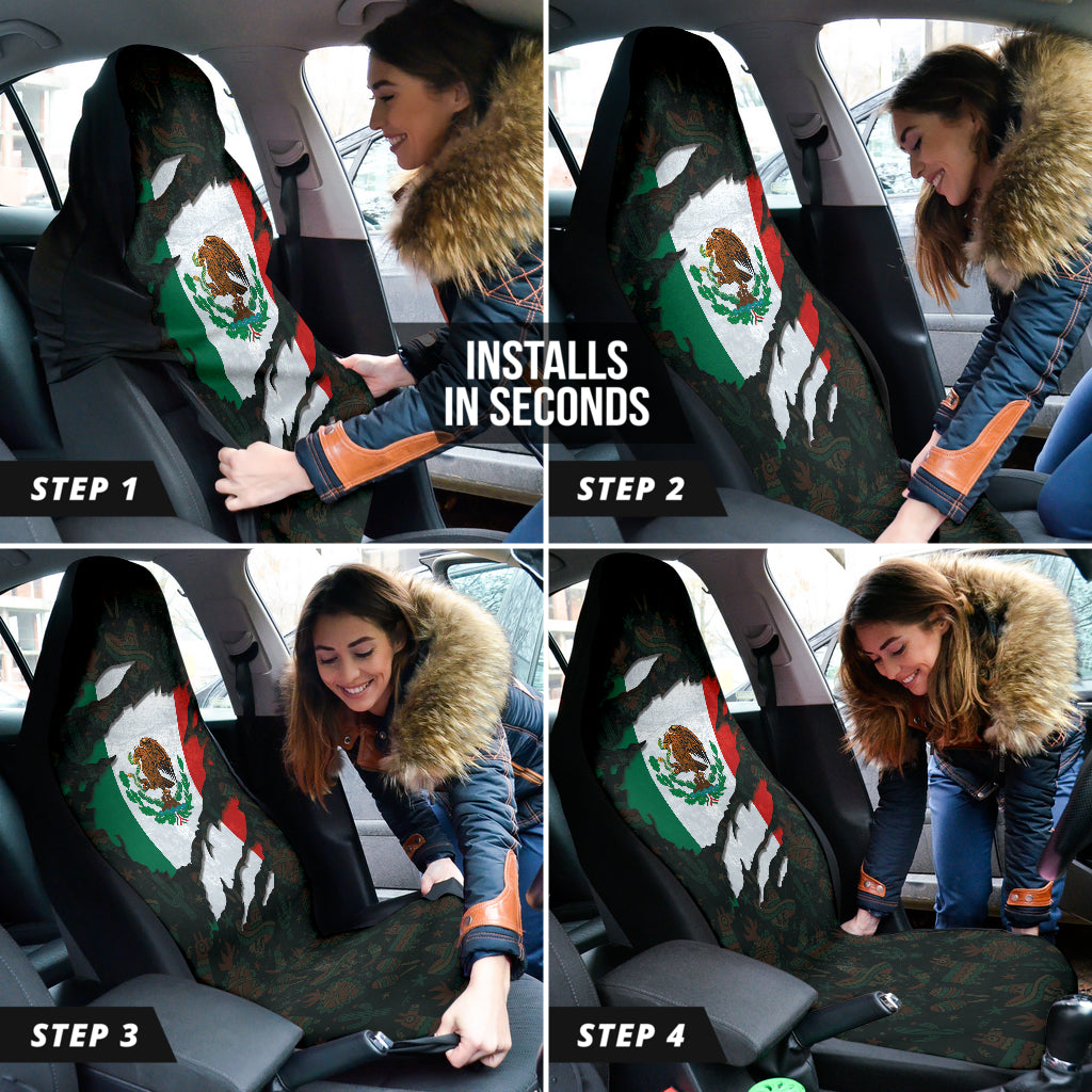 Coat of Arms Mexico Flag Scratch Car Seat Covers 210202