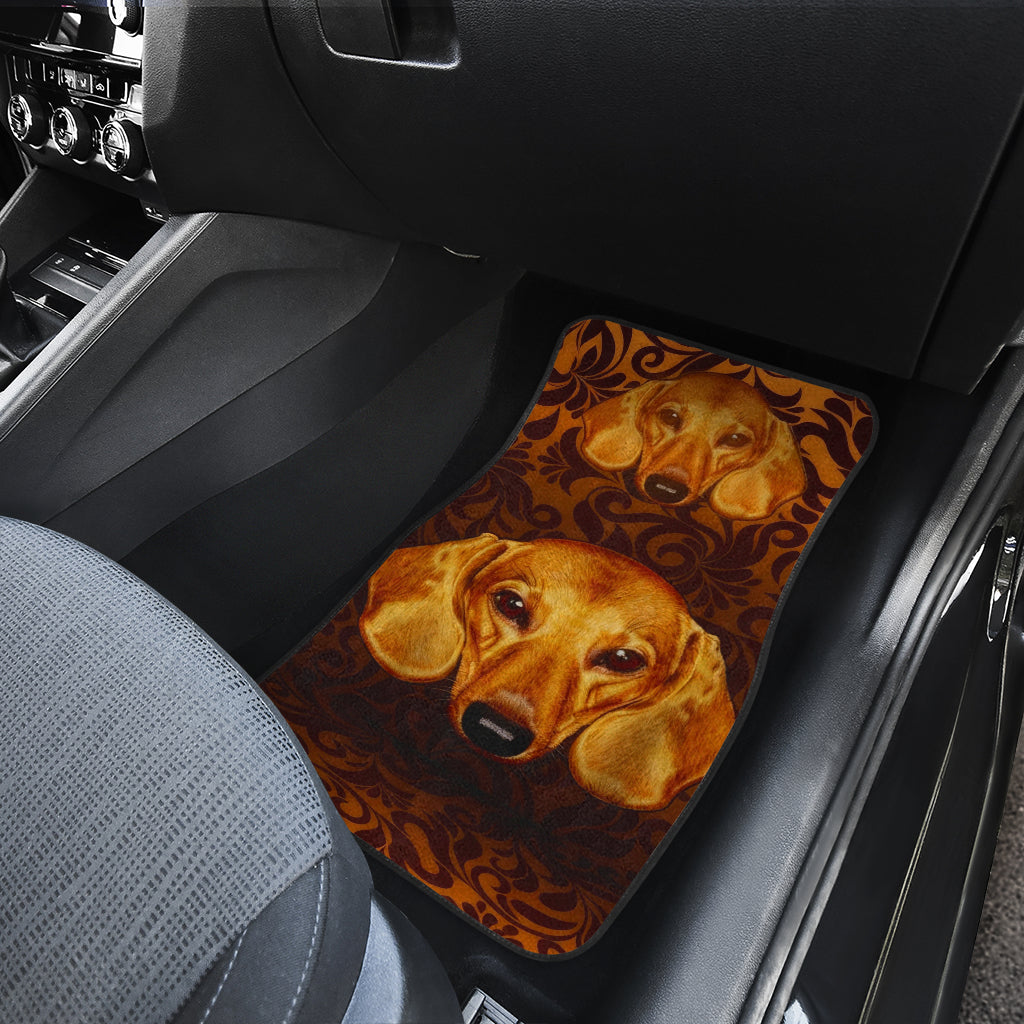 Dachshund Portrait Highlighted by Warm Baroque Textures Car Floor Mats 211402