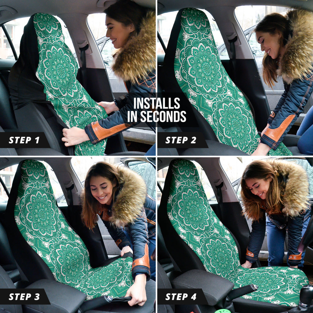 Green Mandala Circle Car Seat Covers 212401