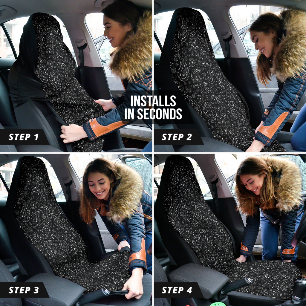 Black Paisley Pattern Car Seat Covers 212101