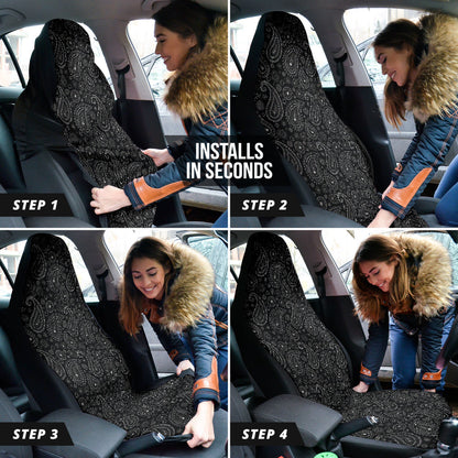 Black Paisley Pattern Car Seat Covers 212101