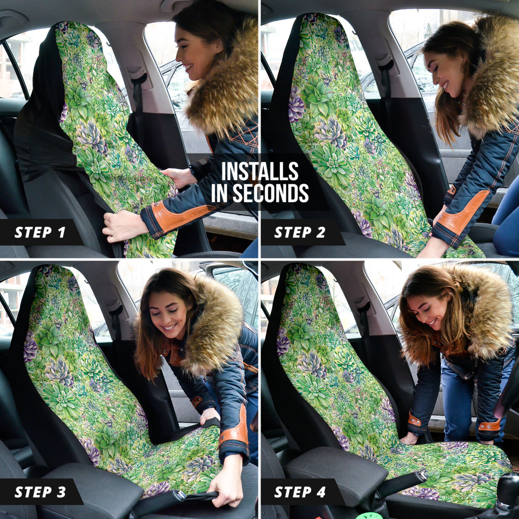 Succulent Natural Watercolor Car Seat Covers 212301