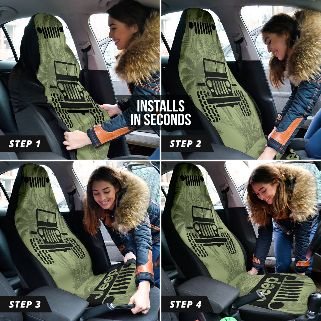 Jeep Offroad Drabolive Black Beach Palms Car Seat Covers Style 1 211701