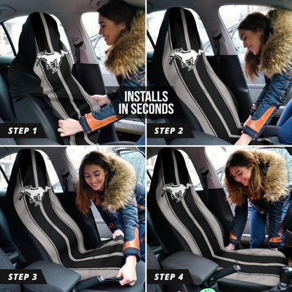 Black Ford Mustang Fastback Muscle Car Seat Covers 210302